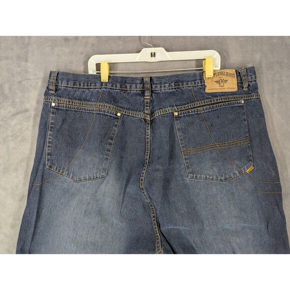 Vtg Y2K Baggy Jeans Size 43X30.5 Blue Denim Pure Playaz Hip Hop Skater tag 46x32